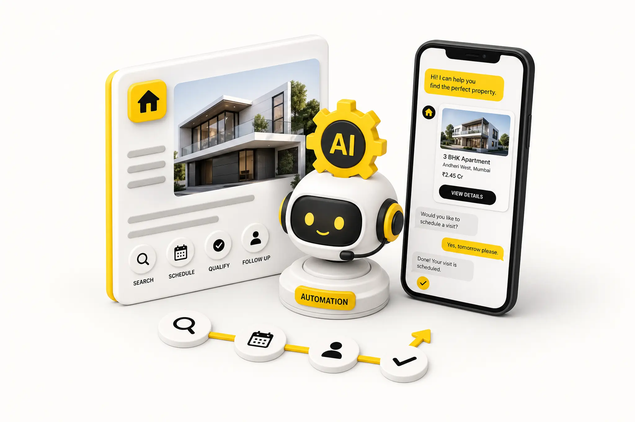 AI automation Mumbai real estate - WhatsApp chatbot and CRM integration generating 840 leads per month for Mumbai developer